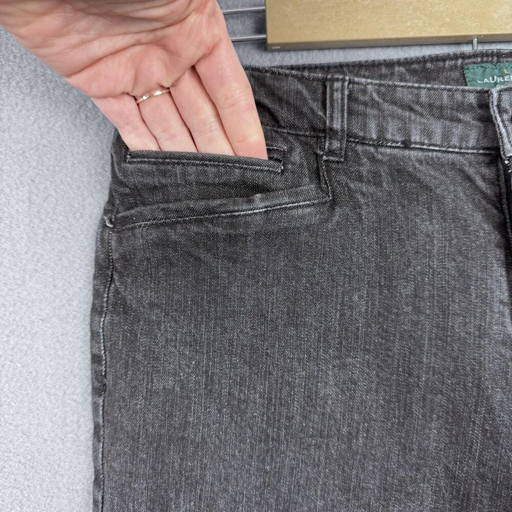Lauren Jeans Co‎ Ralph Lauren Pants Womens 8 Charcoal Denim Slim Stretch Midrise - Picture 4 of 11
